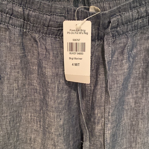 LL Bean Chambray Linen Pants Size 4MT - NWT - Picture 3 of 7